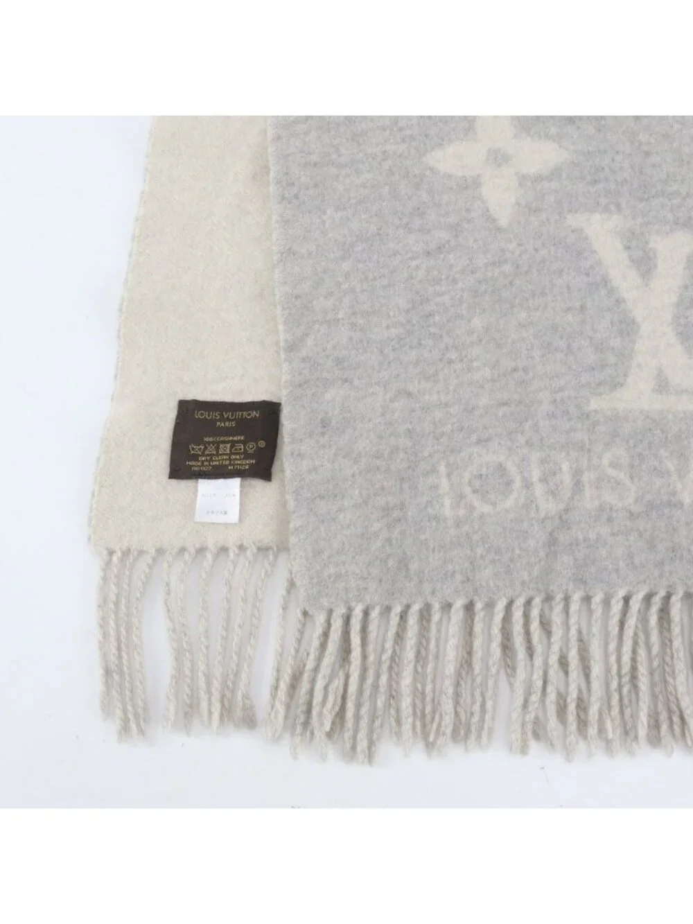 Louis Vuitton Tag Echarpe Reykjavik Cashmere 100% Monogram Scarf Gray